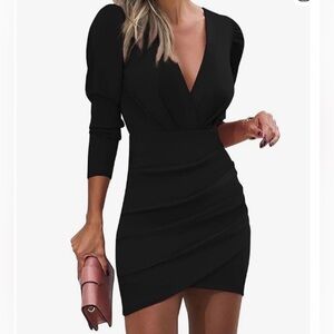 Elegant Black V-Neck Dress